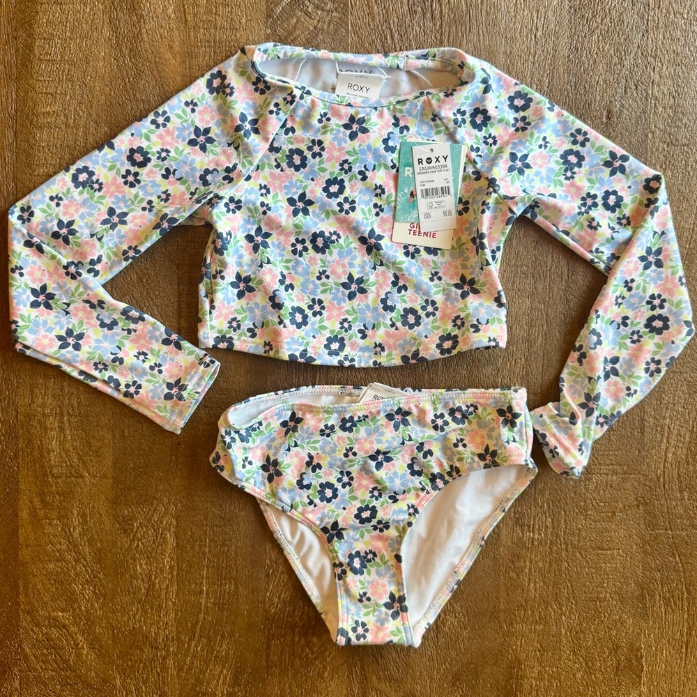 Roxy Girls' Dreamer Crop Top Long Sleeve Swim Set - 8 - Picture 2 of 4